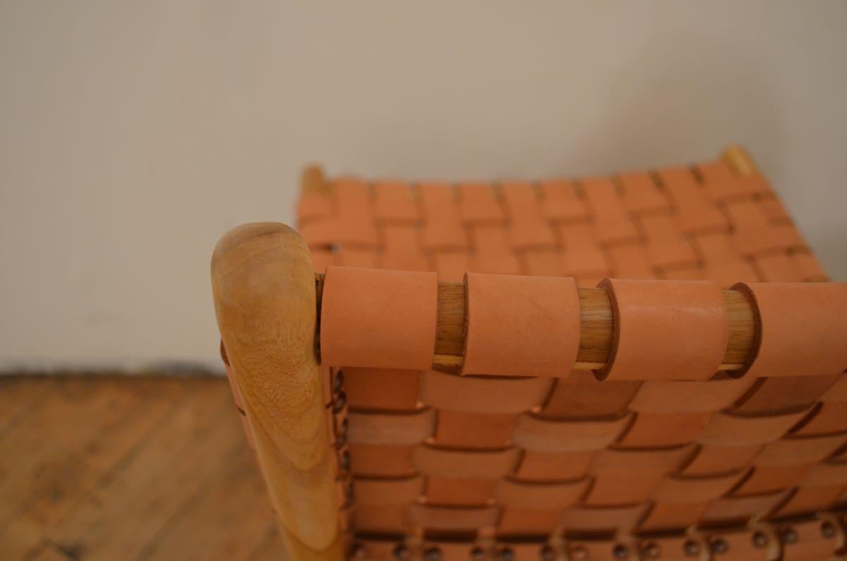 Andrianna Shamaris Modern Chair Series: Single-Backed Leather Woven Chair 1