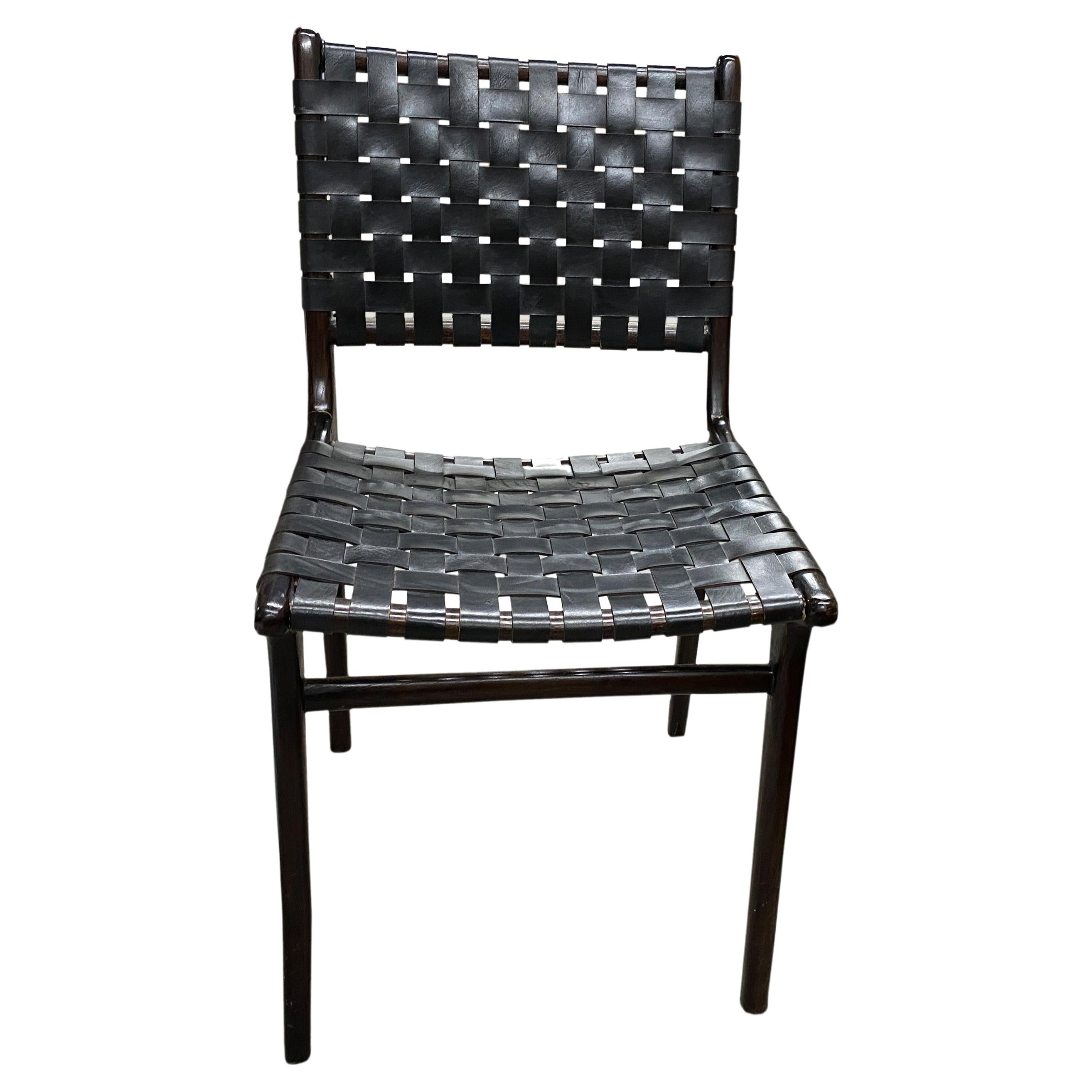 Andrianna Shamaris Modern Chair Series Single Backed Leather Woven Chair