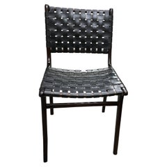 Andrianna Shamaris Modern Chair Series Single Backed Leather Woven Chair