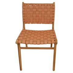 Andrianna Shamaris Modern Chair Series: Single-Backed Leather Woven Chair