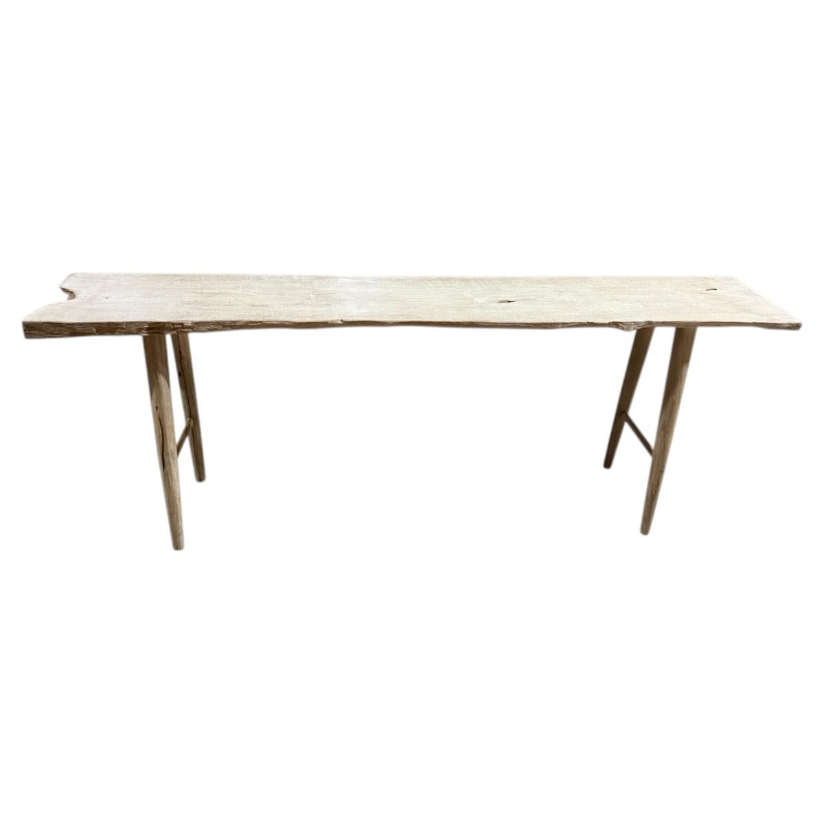 Andrianna Shamaris Modern Organic Bleached Teak Wood Console Table