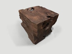 Andrianna Shamaris Modern Organic Charred Teak Wood Side Table