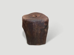 Andrianna Shamaris Modern Organic Charred Teak Wood Tall Side Table