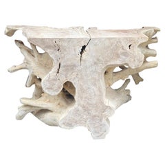 Andrianna Shamaris Modern Organic Sculptural Teak Wood Console Table