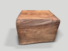 Andrianna Shamaris Modern Organic Teak Wood Lightly Charred Side Table