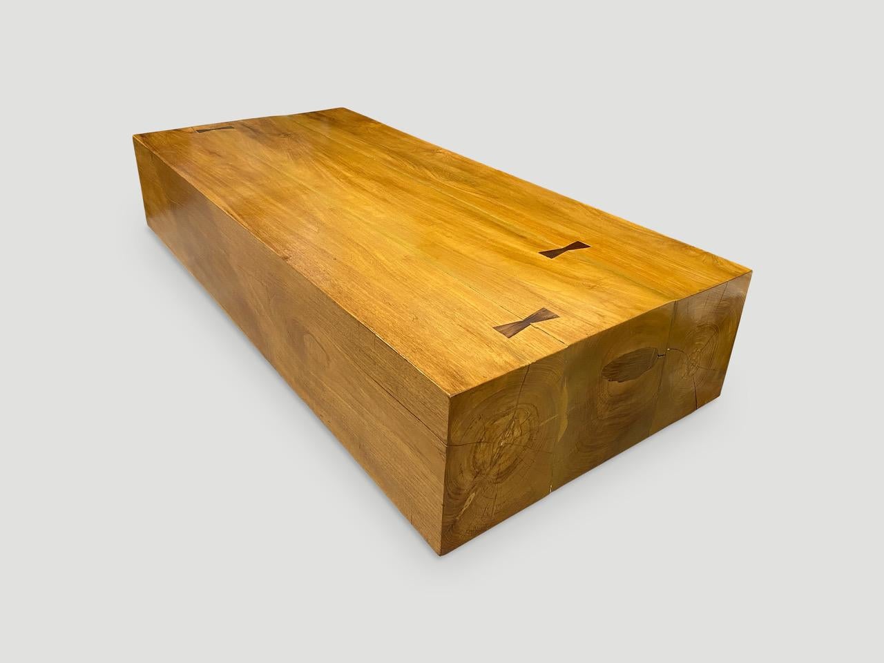 Contemporary Andrianna Shamaris Modern Teak Wood Coffee Table For Sale