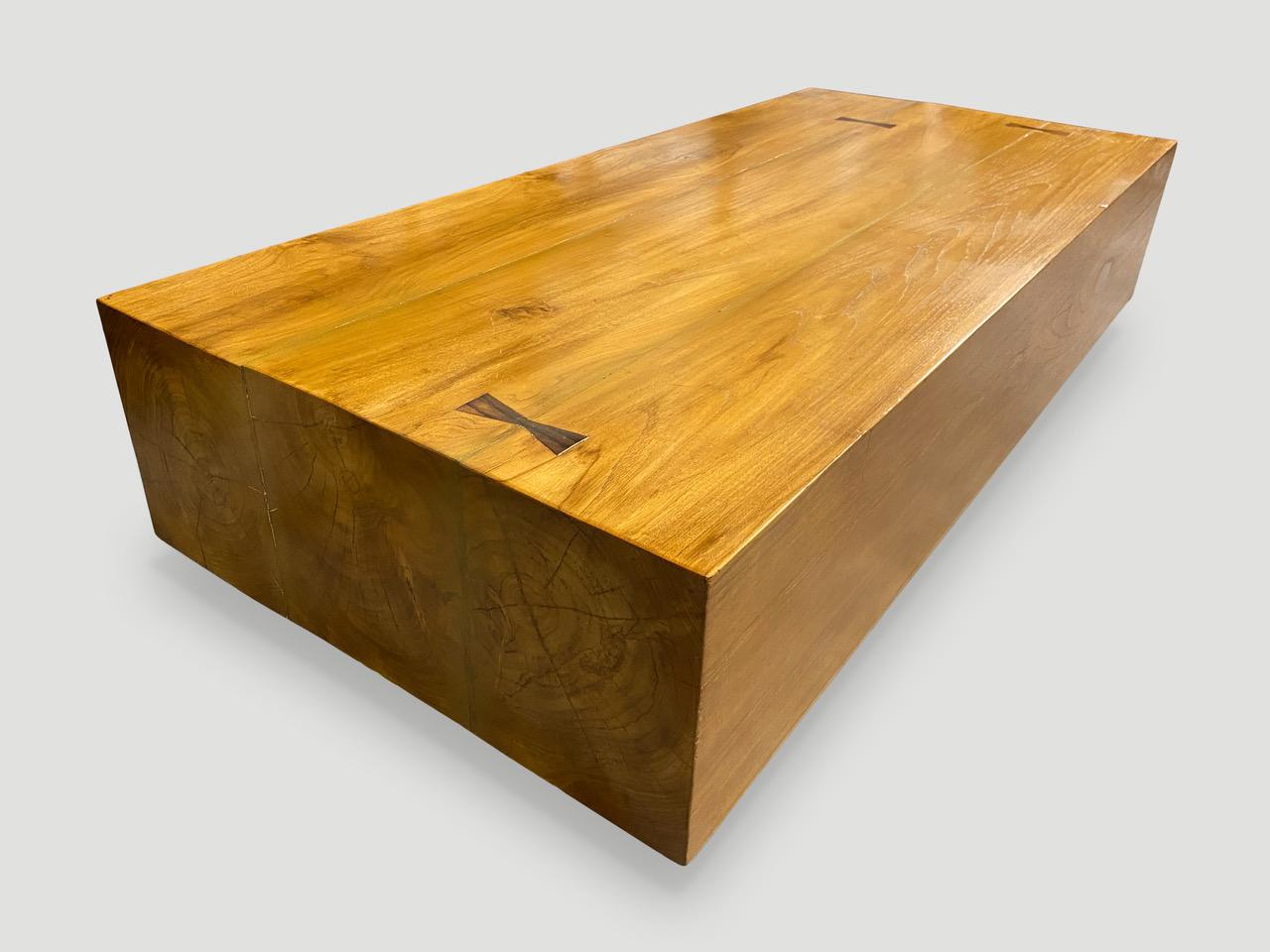 Andrianna Shamaris Modern Teak Wood Coffee Table For Sale 1