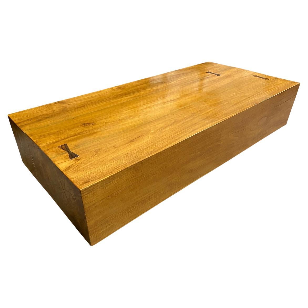 Andrianna Shamaris Modern Teak Wood Coffee Table For Sale