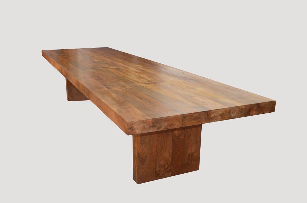 Andrianna Shamaris Modern Teak Wood Dining Table In Excellent Condition For Sale In New York, NY