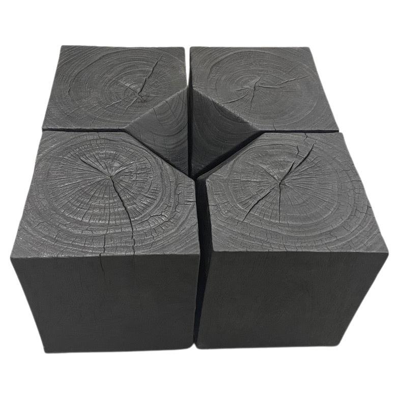 Andrianna Shamaris Modular Charred Suar Wood Coffee Table For Sale