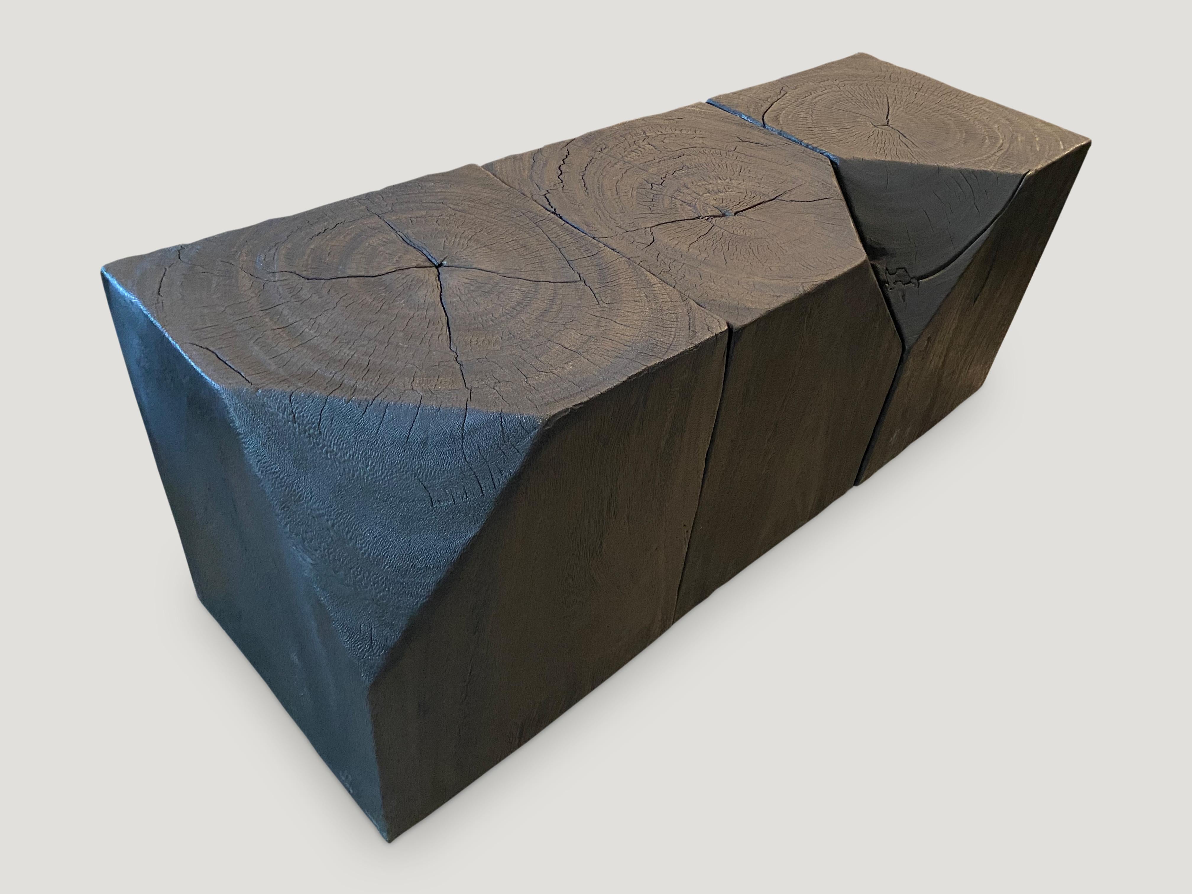Contemporary Andrianna Shamaris Modular Charred Suar Wood Side Table