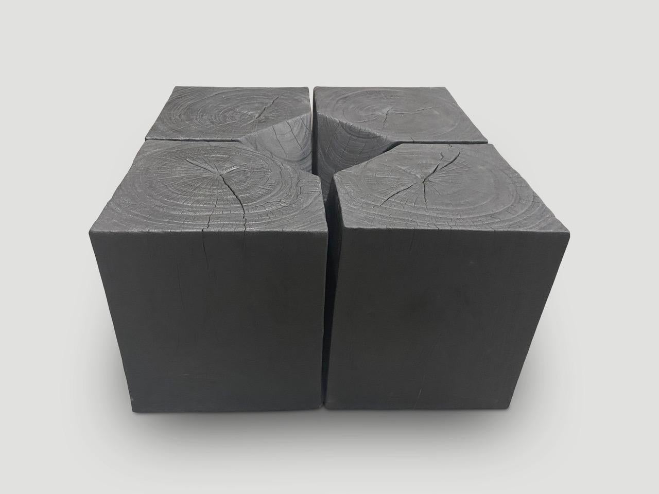 Andrianna Shamaris Modular Charred Suar Wood Side Table 2