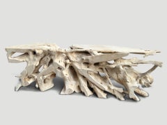 Andrianna Shamaris Monumental Bleached Teak Wood Console Table