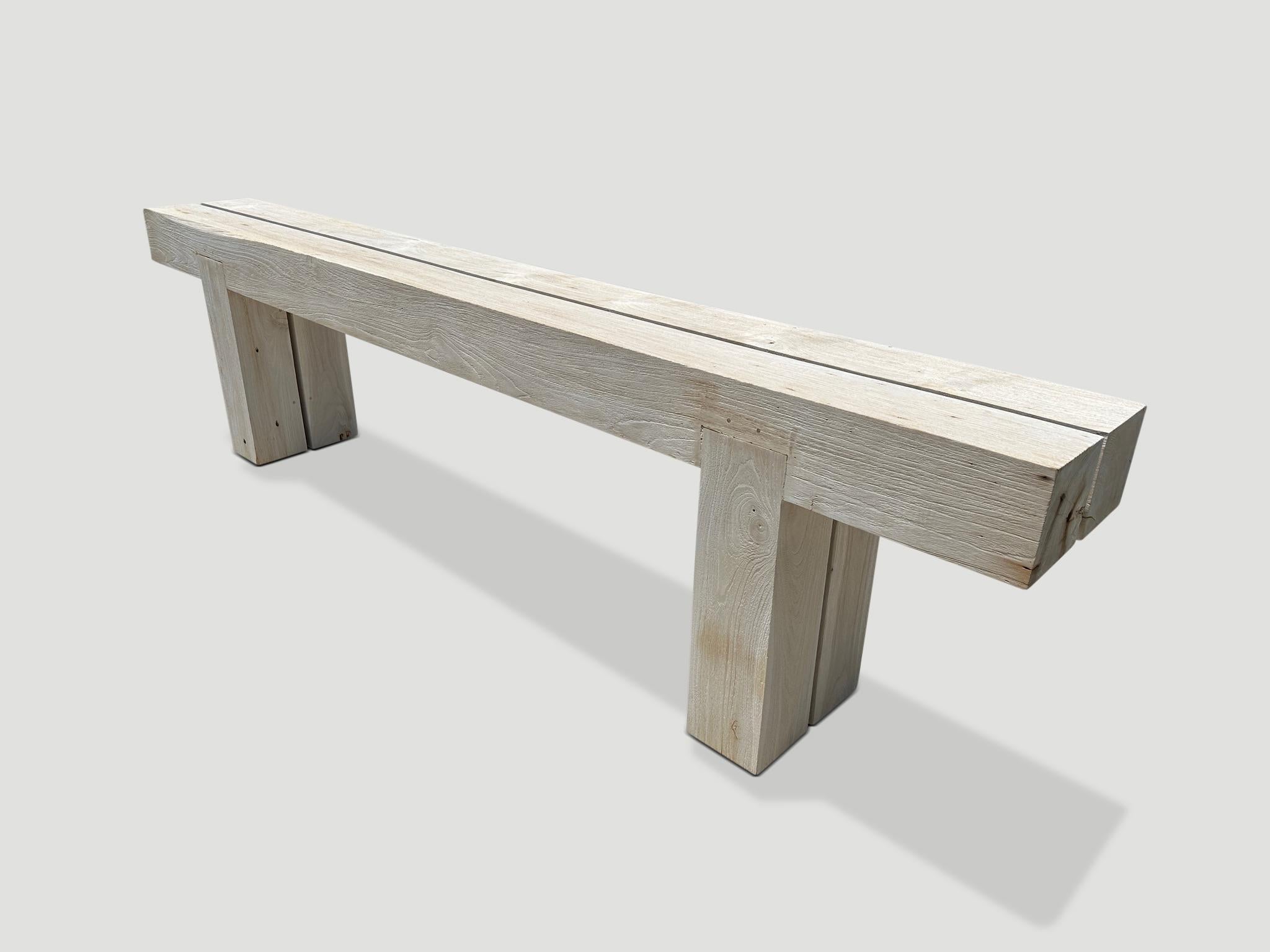 Organic Modern Andrianna Shamaris Monumental Bleached Teak Wood Console Table