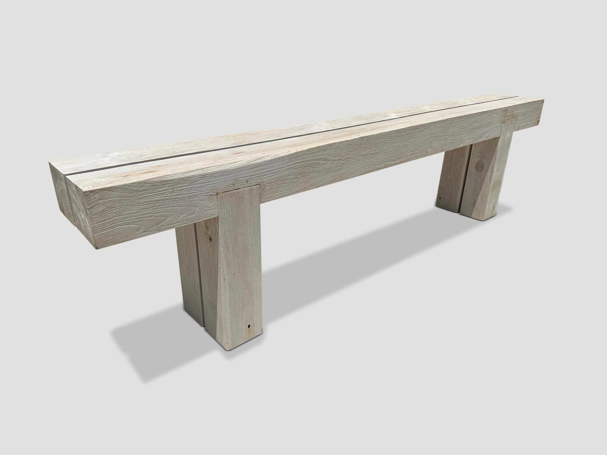 Contemporary Andrianna Shamaris Monumental Bleached Teak Wood Console Table