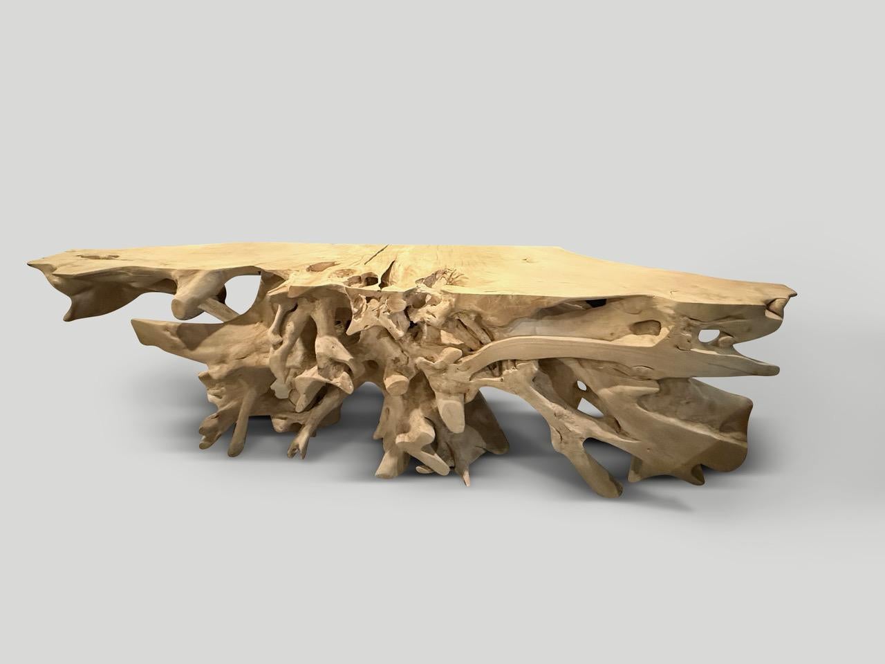 Contemporary Andrianna Shamaris Monumental Bleached Teak Wood Console Table For Sale