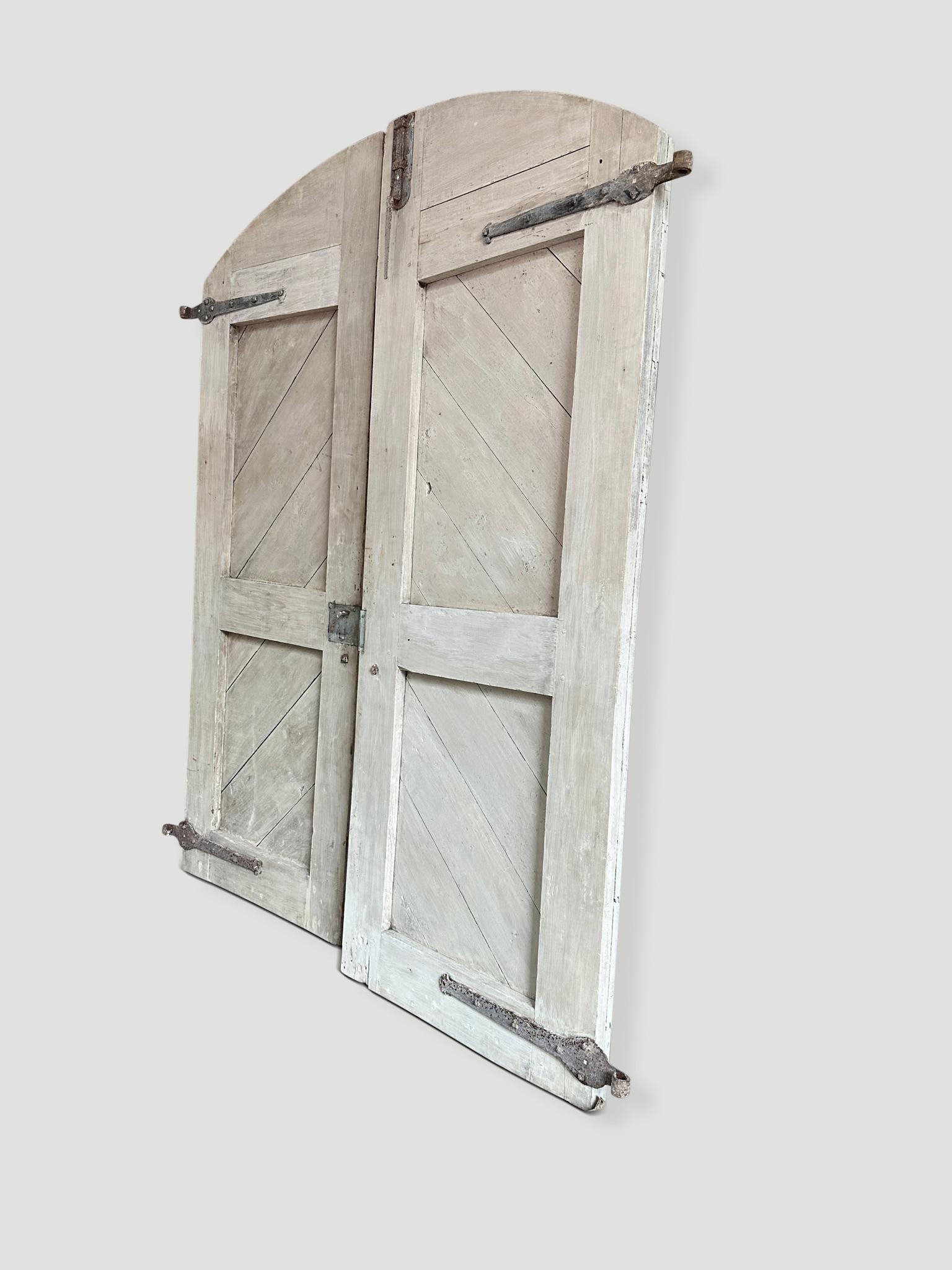Metal Andrianna Shamaris Monumental Bleached Teak Wood Doors For Sale