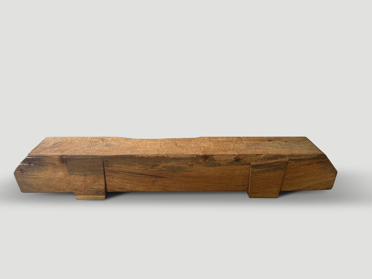 Mid-Century Modern Andrianna Shamaris Monumental Century Old Teak Wood Log Bench For Sale
