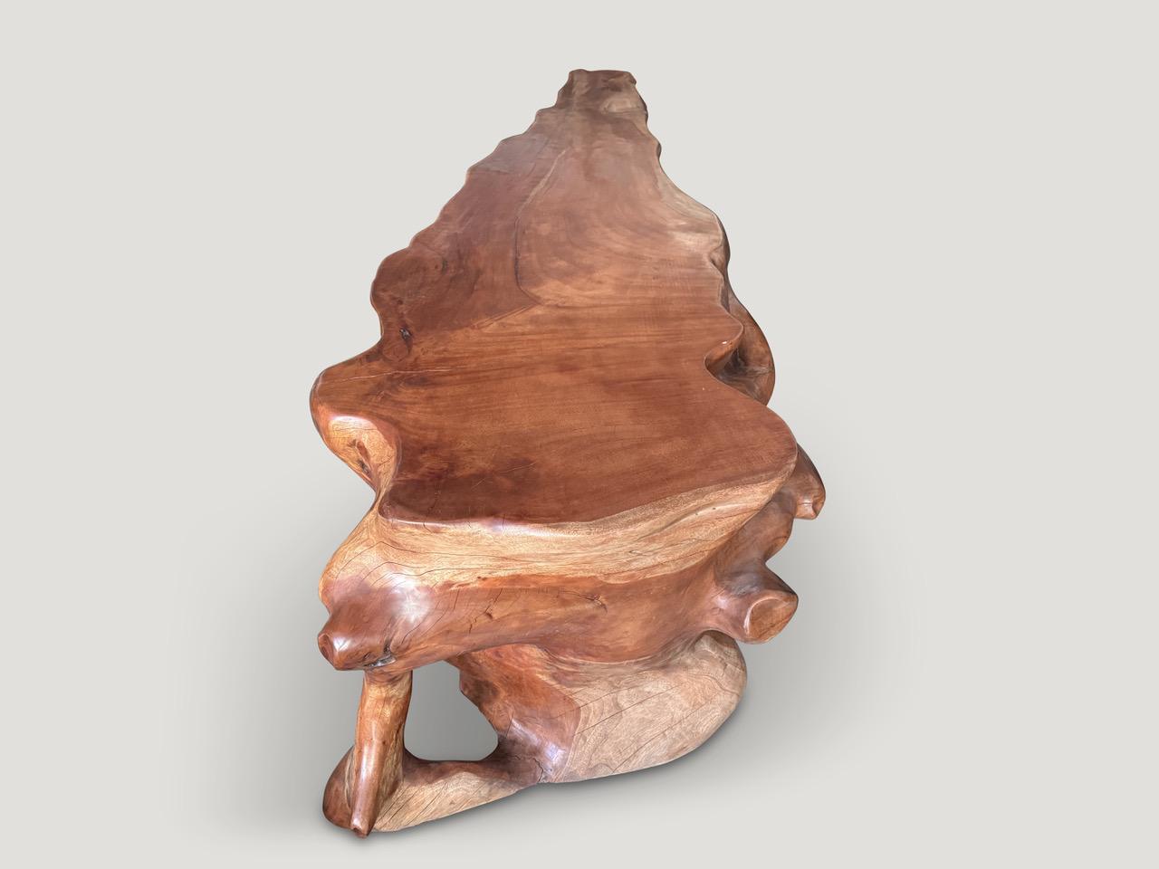 Contemporary Andrianna Shamaris Monumental Mahogany Wood Sculptural Console Table For Sale