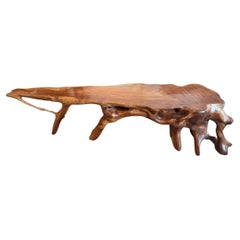 Andrianna Shamaris Monumental Mahogany Wood Sculptural Console Table