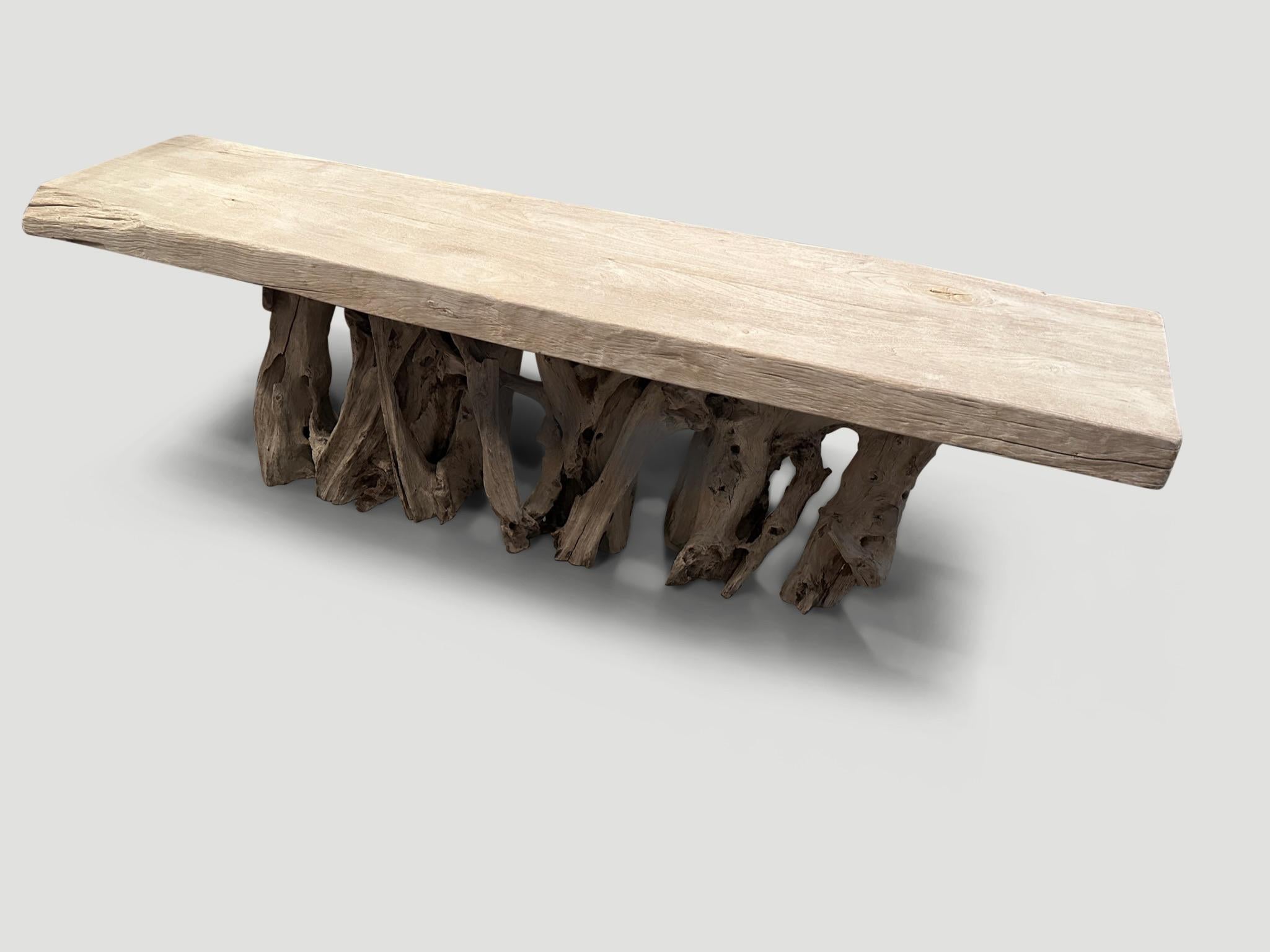 Contemporary Andrianna Shamaris Monumental Organic Teak Root Console Table  For Sale