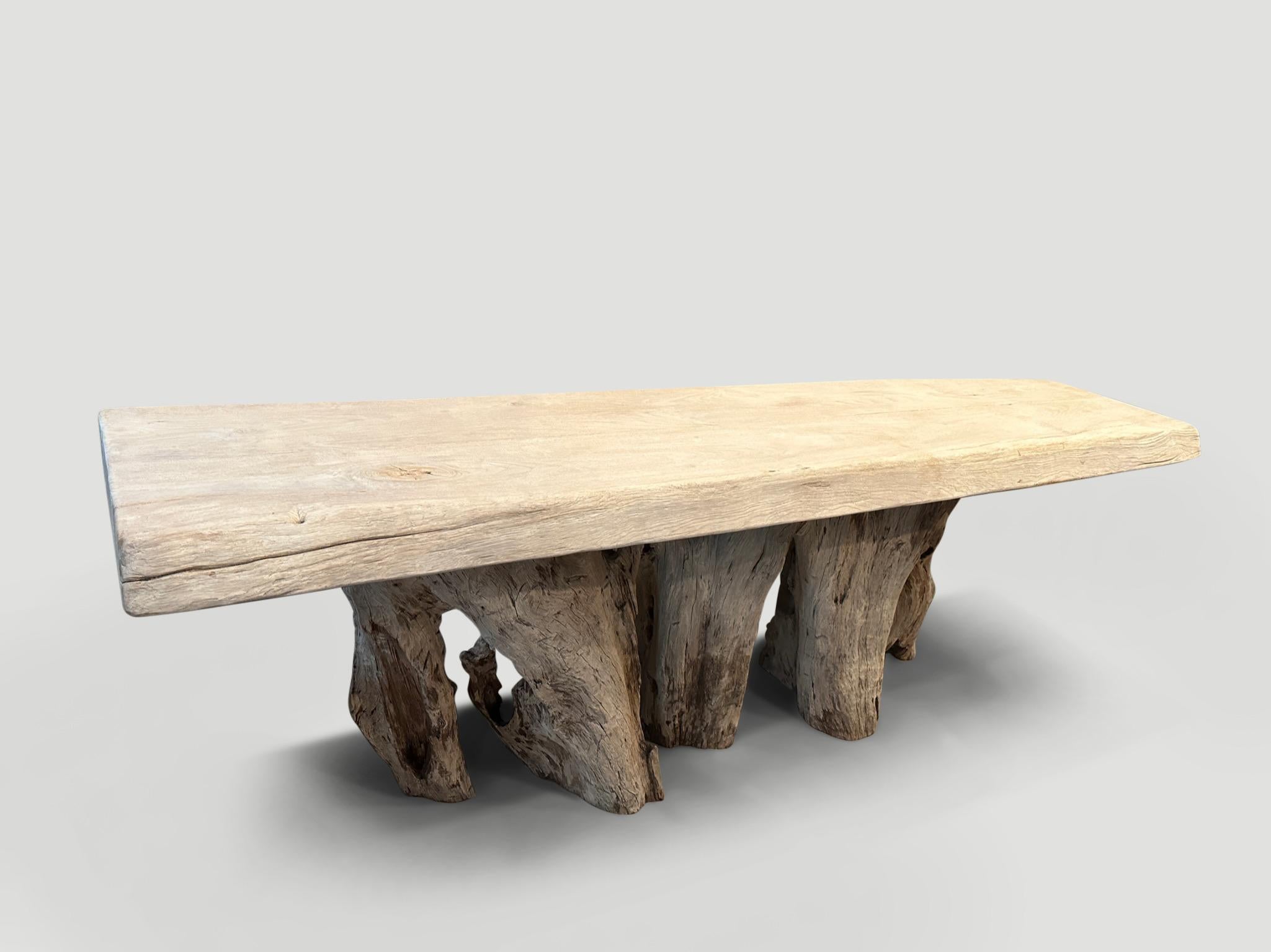 Reclaimed Wood Andrianna Shamaris Monumental Organic Teak Root Console Table  For Sale