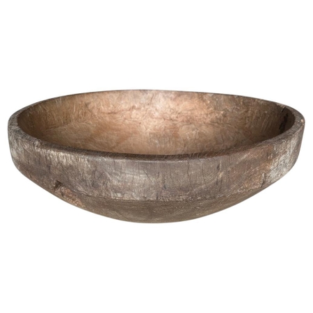 Monumental Sculptural Antique Wood Bowl