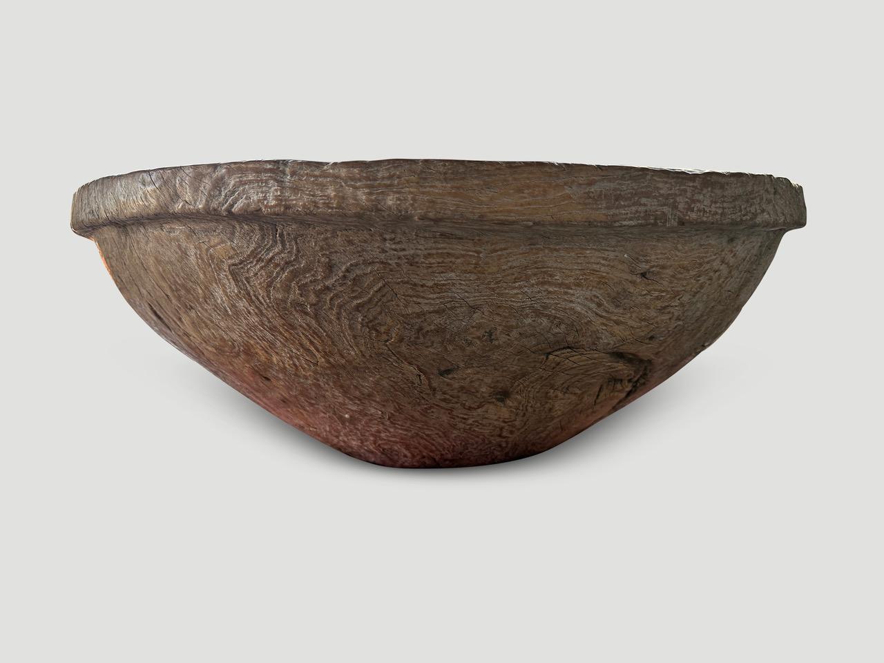 Mid-20th Century Andrianna Shamaris Monumental Sculptural Rare Teak Wood Bowl For Sale