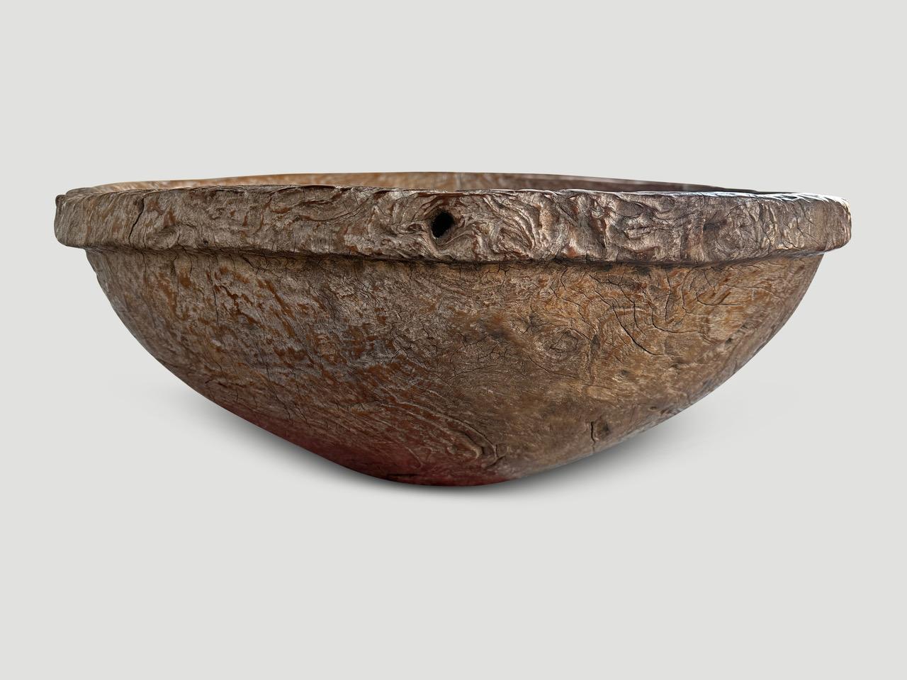 Andrianna Shamaris Monumental Sculptural Rare Teak Wood Bowl For Sale 2