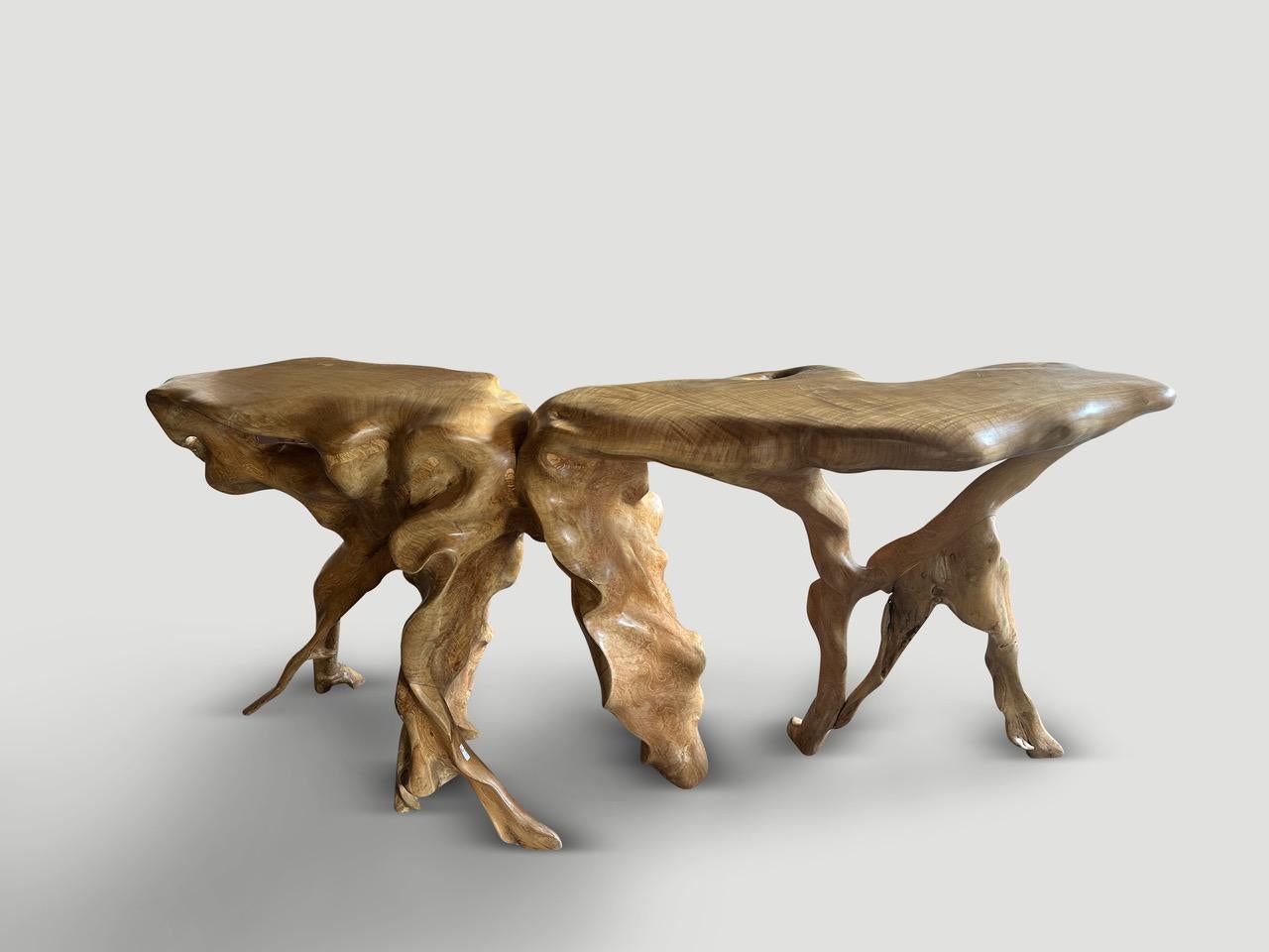Contemporary Andrianna Shamaris Monumental Sculptural Teak Root Console Table For Sale