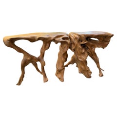 Andrianna Shamaris Monumental Sculptural Teak Root Console Table