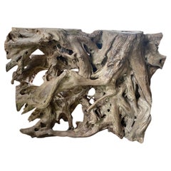 Andrianna Shamaris Monumental Sculpture Teak Wood Console Art Piece or Screen