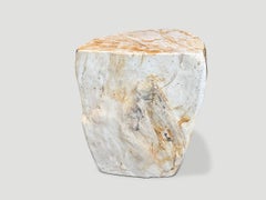 Andrianna Shamaris Multifaceted Modern Organic Petrified Wood Side Table