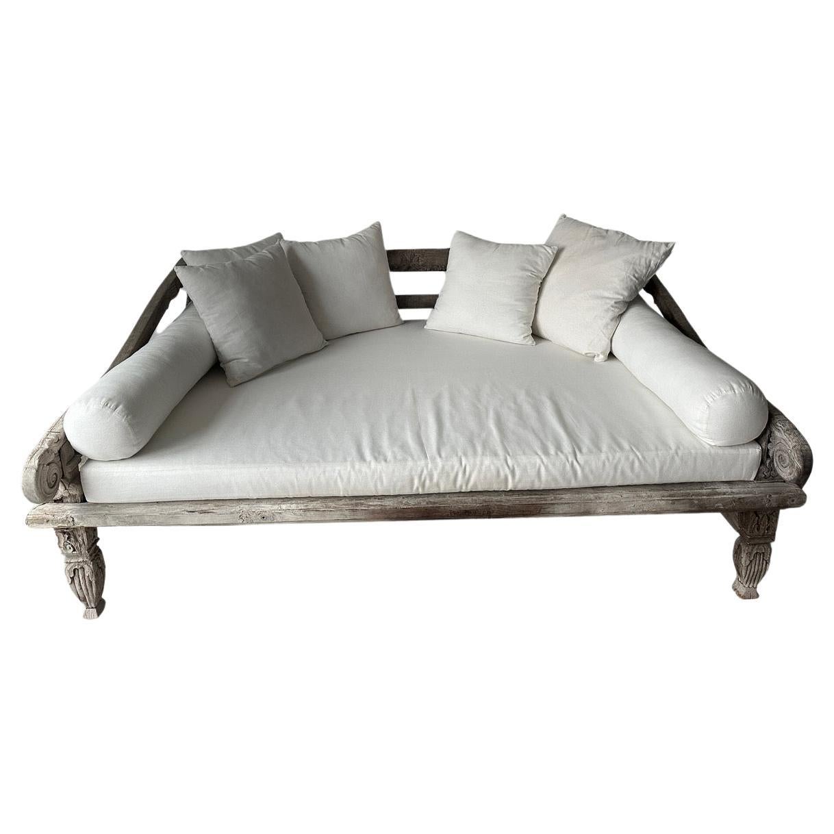 Andrianna Shamaris Museum Quality Rare Antique Day Bed For Sale