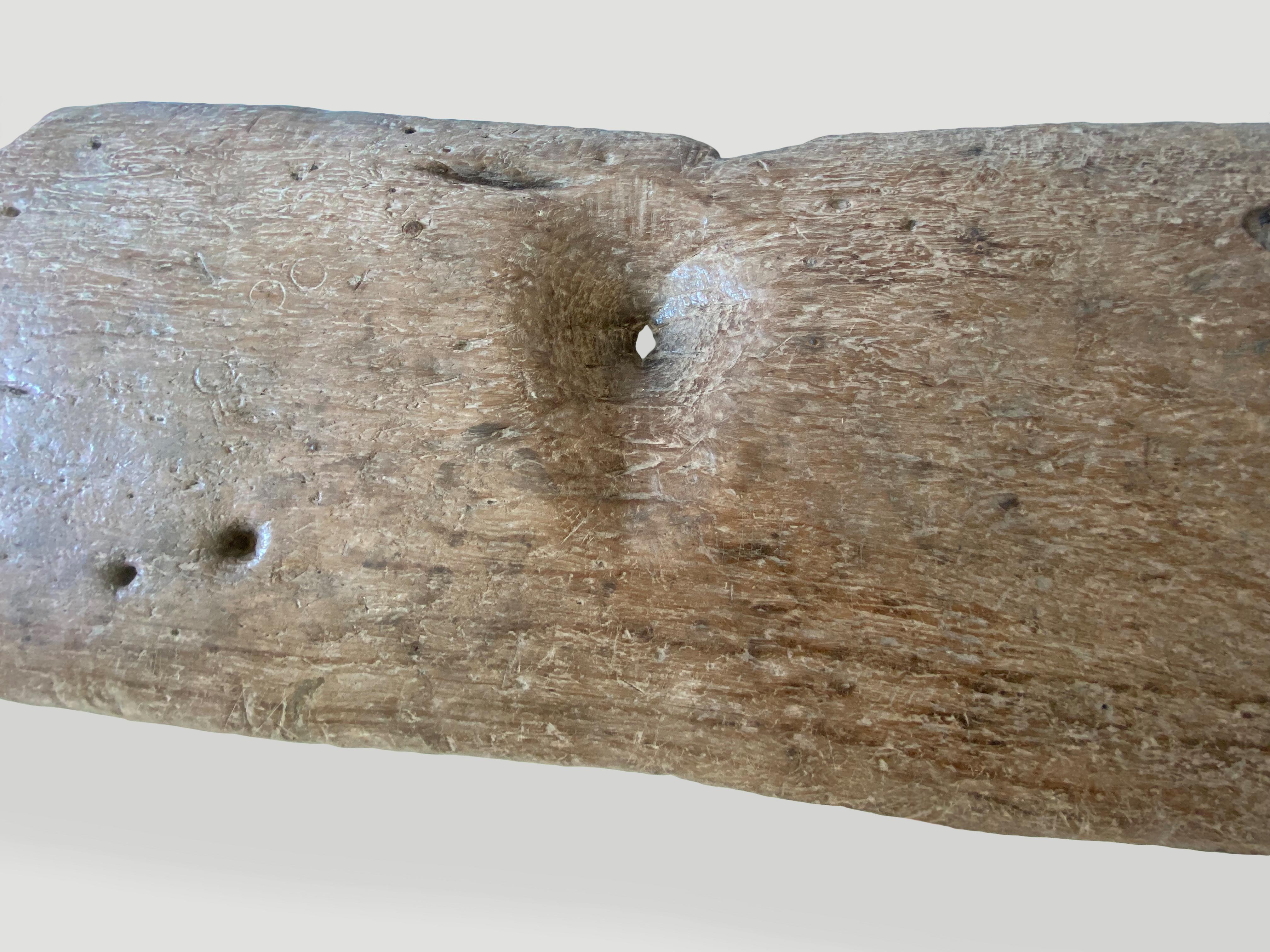 Tribal Andrianna Shamaris Museum Quality Wabi Sabi Teak Wood Bench For Sale