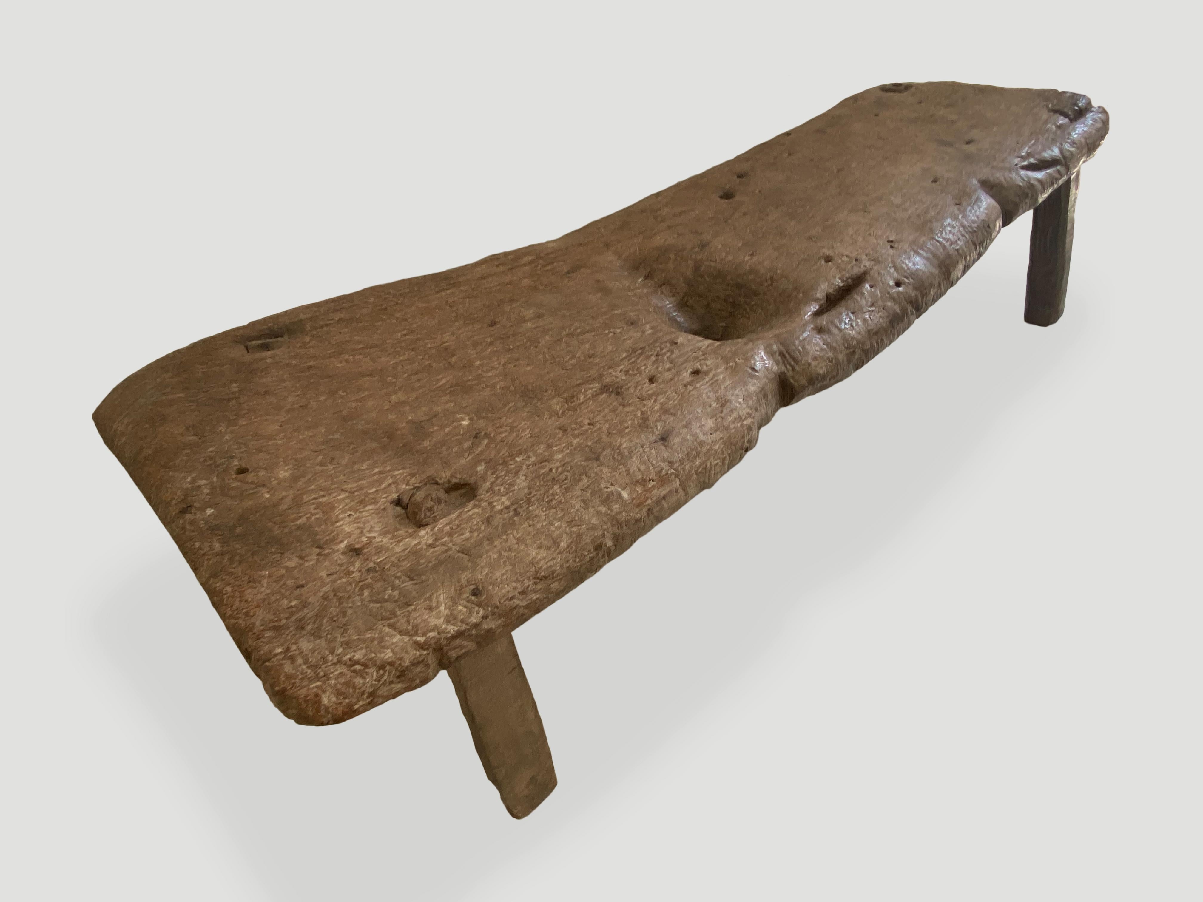Andrianna Shamaris Museum Quality Wabi Sabi Teak Wood Bench In Excellent Condition For Sale In New York, NY