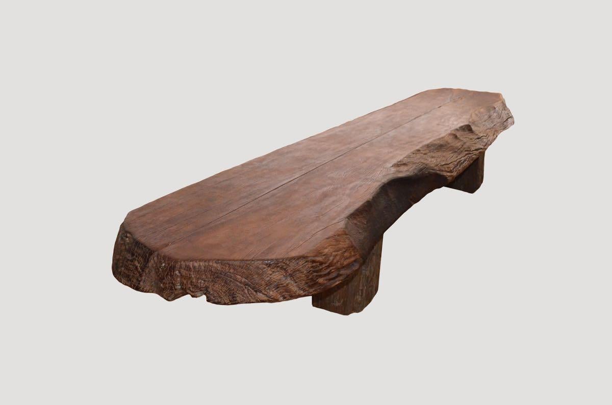 Organic Modern Andrianna Shamaris Natural Teak Wood Coffee Table or Bench