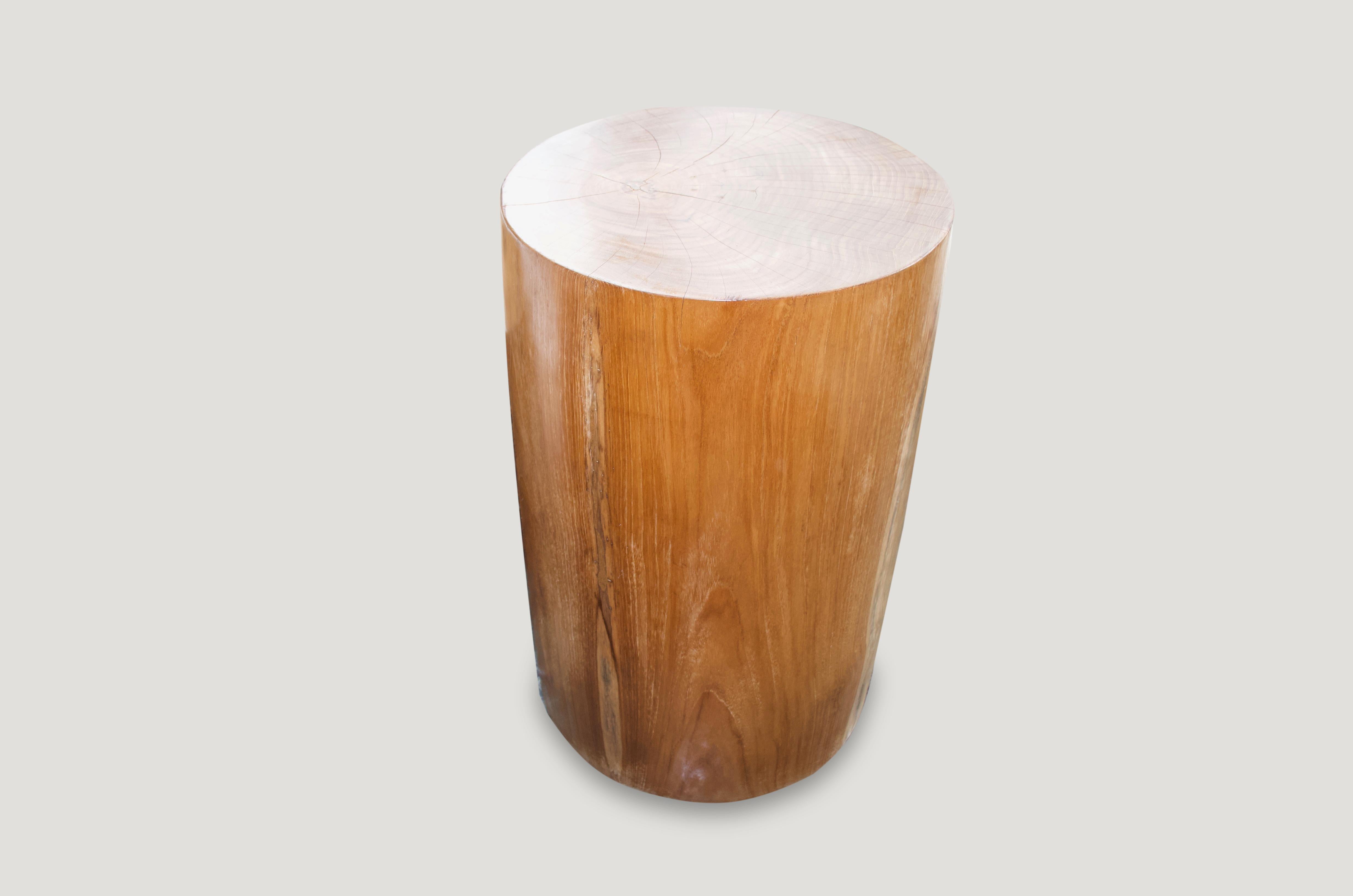 Organic Modern Andrianna Shamaris Natural Teak Wood Pedestal For Sale