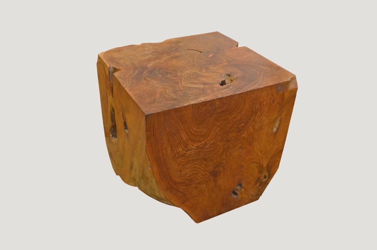 Indonesian Andrianna Shamaris Natural Teakwood Side Table