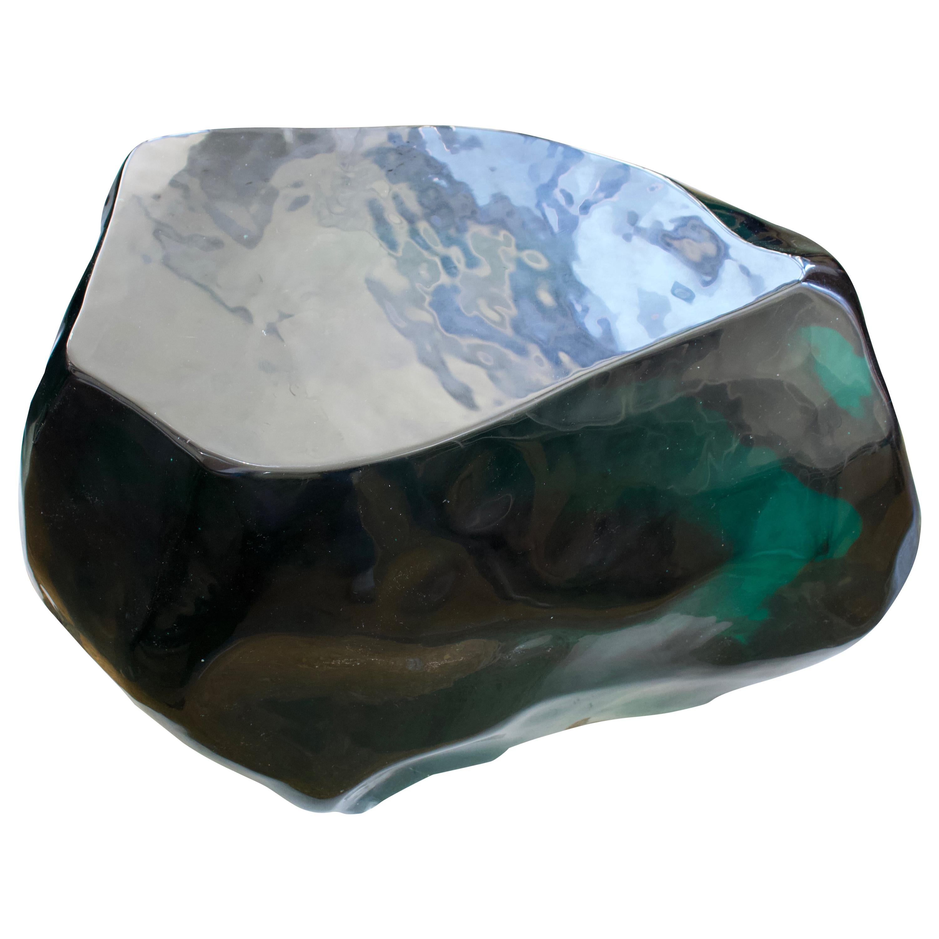 Andrianna Shamaris Obsidian Volcanic Glass Coffee Table or Side Table