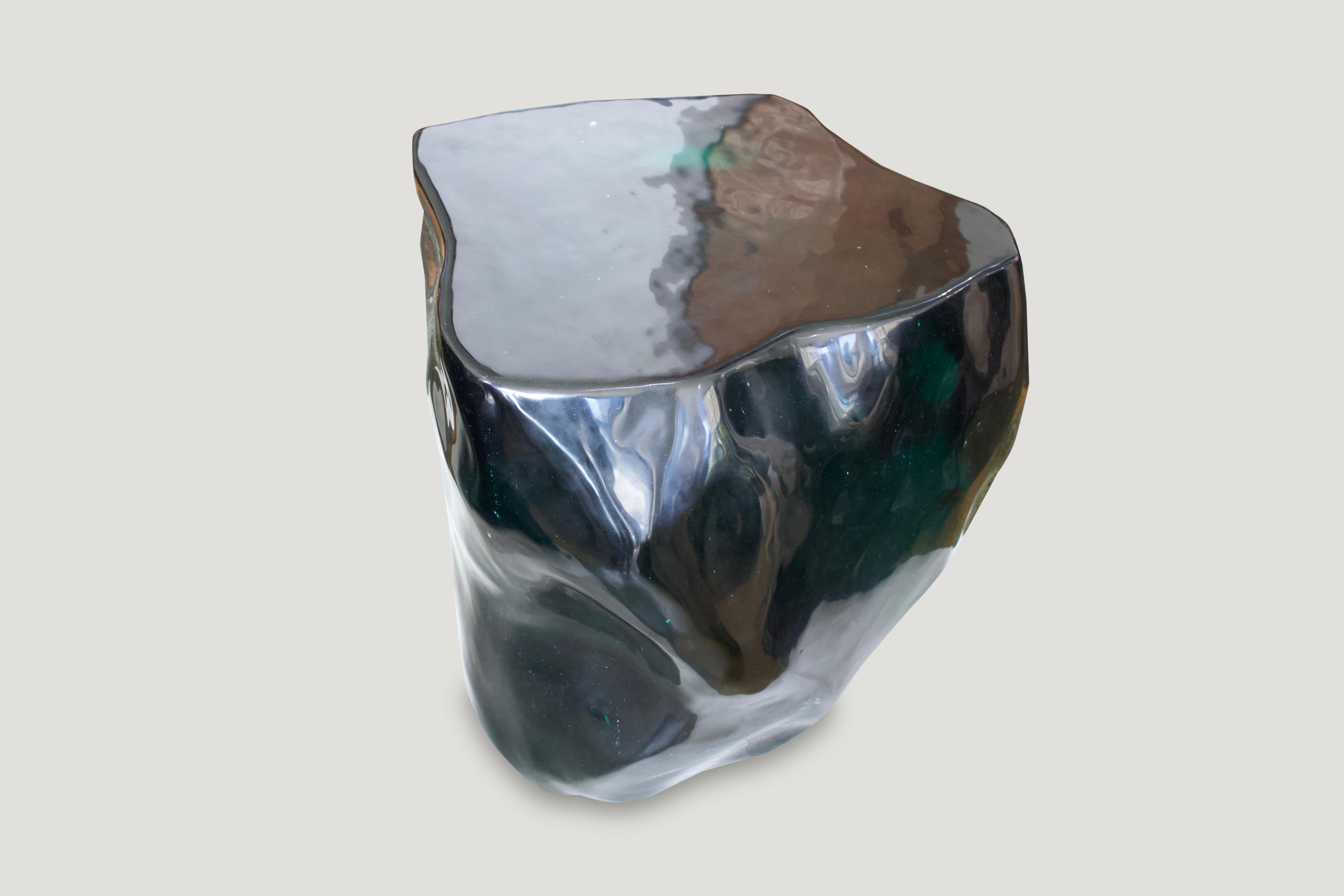 Organic Modern Andrianna Shamaris Obsidian Volcanic Glass Side Table