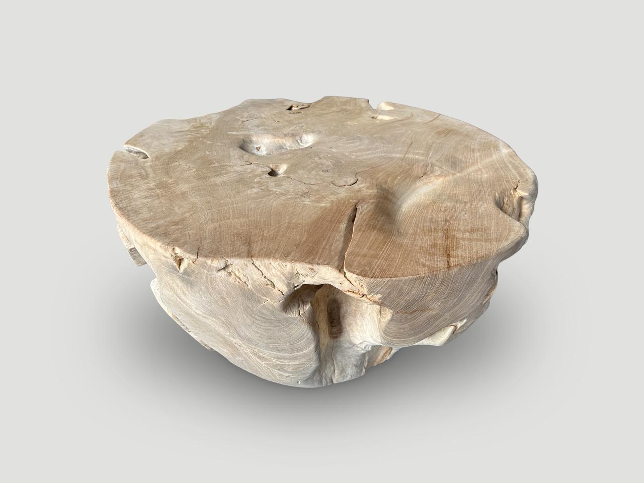 Andrianna Shamaris Organic Bleached Teak Wood Coffee Table In Excellent Condition For Sale In New York, NY