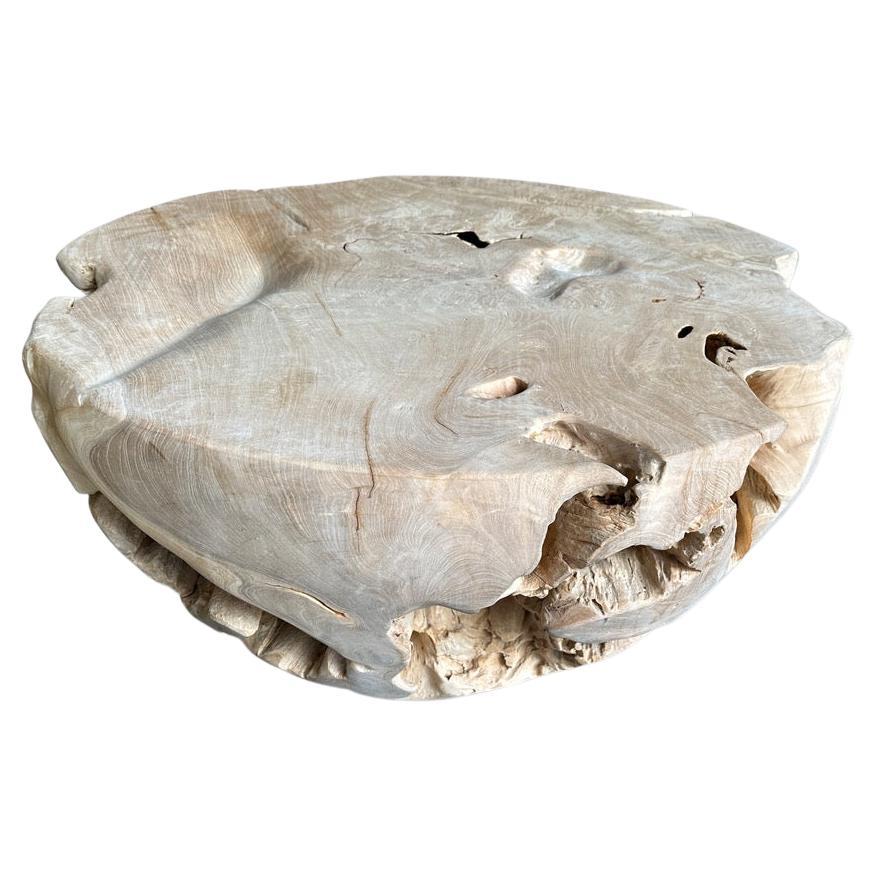 Table basse Andrianna Shamaris en bois de teck blanchi organique