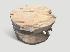 Andrianna Shamaris Organic Bleached Teak Wood Coffee Table or Pedestal