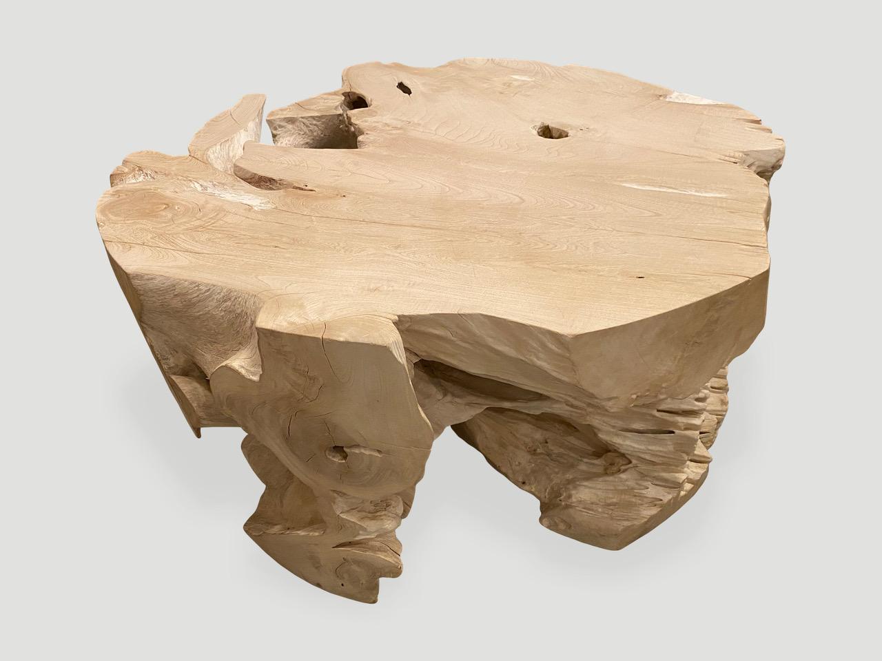 Contemporary Andrianna Shamaris Organic Bleached Teak Wood Coffee Table or Side Table For Sale