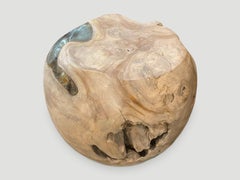 Andrianna Shamaris Organic Bleached Teak Wood Drum Side Table