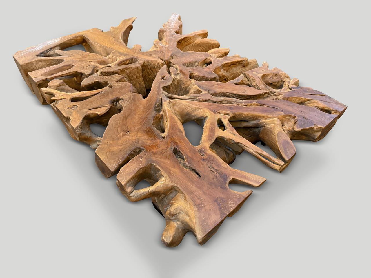 Organico moderno Andrianna Shamaris Organic Century Old Teak Wood Coffee Table in vendita