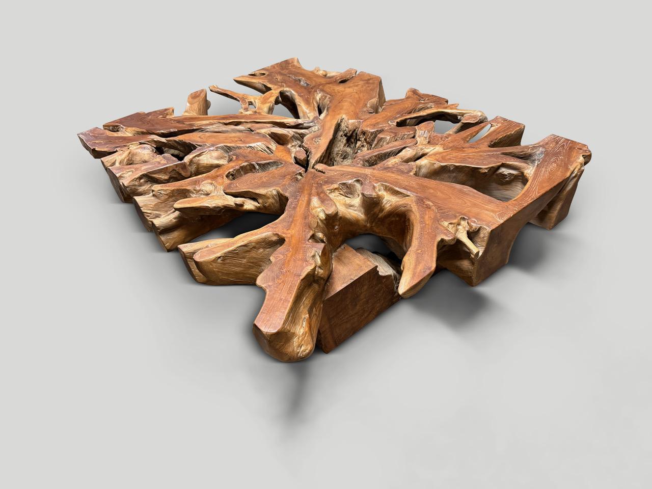 XXI secolo e contemporaneo Andrianna Shamaris Organic Century Old Teak Wood Coffee Table in vendita