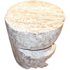 Andrianna Shamaris Organic Cerused Teak Wood Side Table