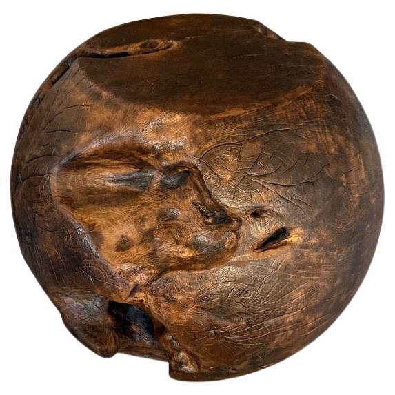 Andrianna Shamaris Organic Charred Drum Teak Wood Side Table For Sale